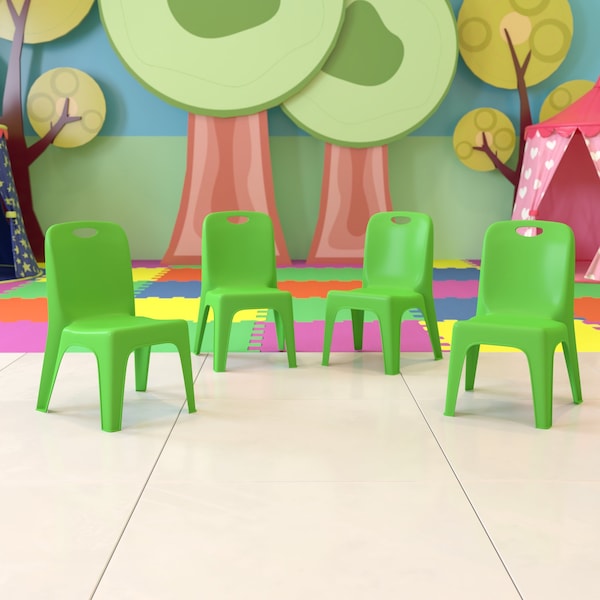 Flash Furniture Green Plastic School Chair-11"H Seat, PK4 4-YU-YCX4-011-GREEN-GG - main